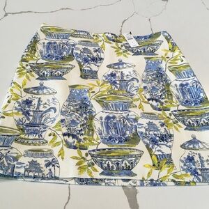 Talbots Blue and Cream Vase Print Mini Skirt